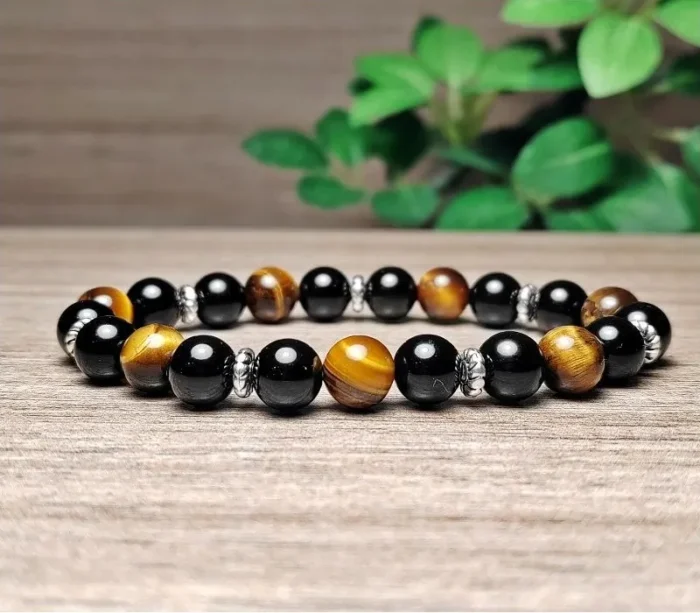 Ónix, tigrisszem ásvány karkötő