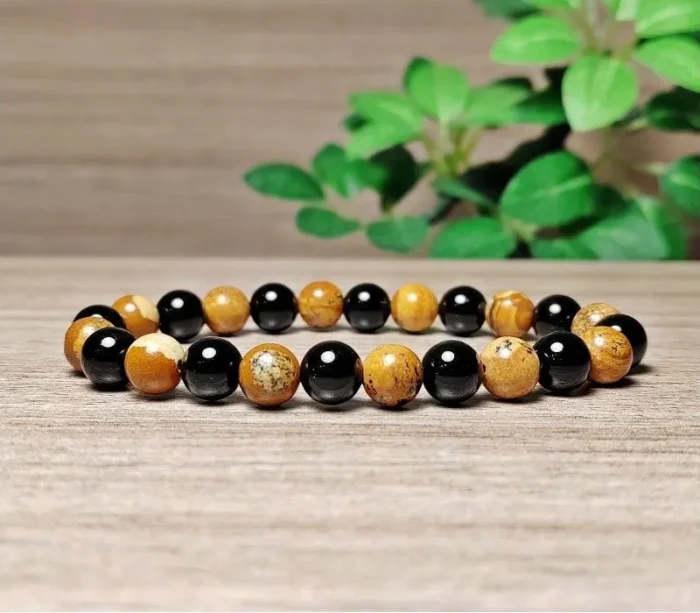 Jáspis, ónix ásvány karkötő