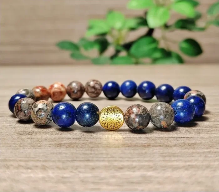 Jáspis, lapis lazuli ásvány karkötő