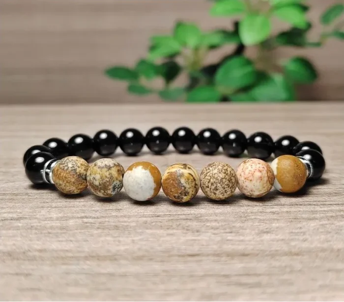 Jáspis, ónix ásvány karkötő