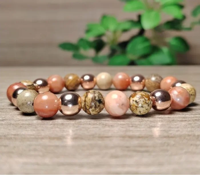 Aventurin, hematit, jáspis ásvány karkötő