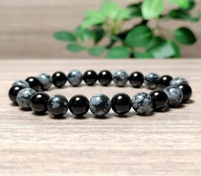 Obszidián, ónix karkötő