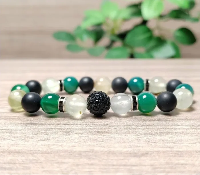 Prehnit, achát, ónix karkötő