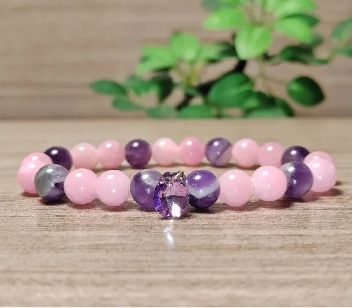 Jáde, ametiszt ásvány karkötő