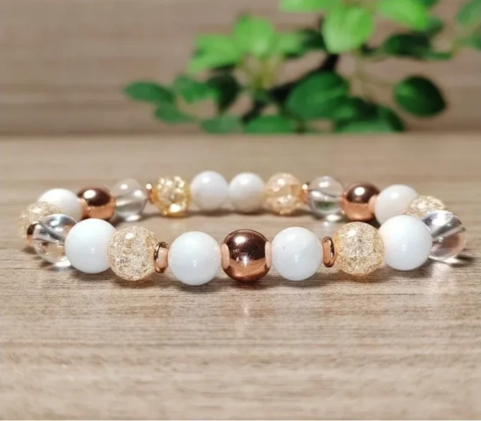 Holdkő, hegyikristály, hematit, tejkvarc karkötő