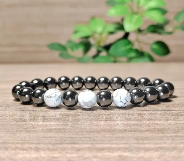 Hematit, howlit ásvány karkötő