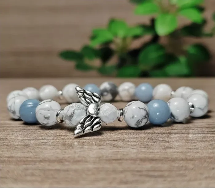 Howlit, angelit ásvány karkötő