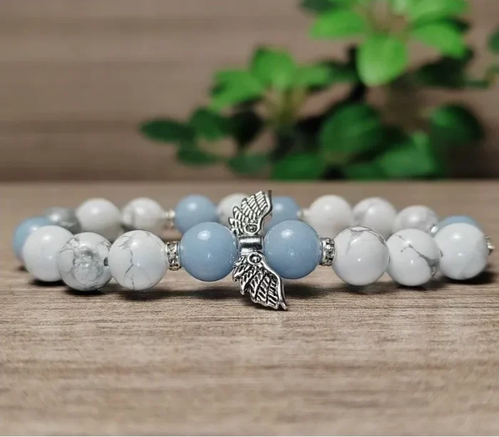 Howlit, angelit ásvány karkötő