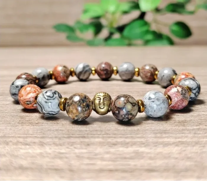 Jáspis ásvány karkötő Buddhával