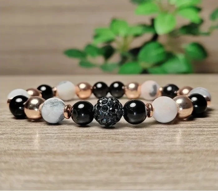 Jáspis, ónix, hematit ásvány karkötő