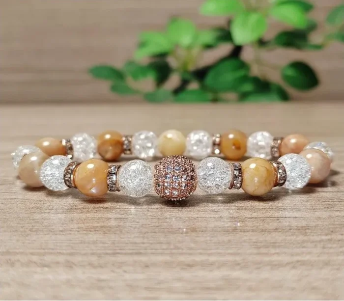 Napkő, hegyikristály ásvány karkötő cirkóniás gömbbel