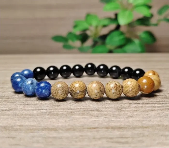 Ónix, szodalit, jáspis ásvány karkötő